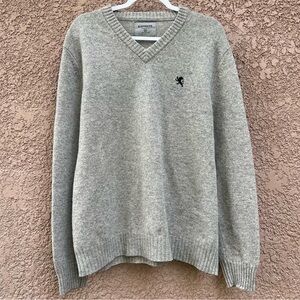 Express Lambswool Knit Sweater Mens XL Long Sleeve V-Neck Top Neutral Minimalist